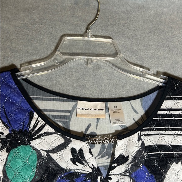 ALFRED DUNNER Tropical Cruise Vacation Spring Summer Cool Oversized Floral Top - Picture 3 of 14